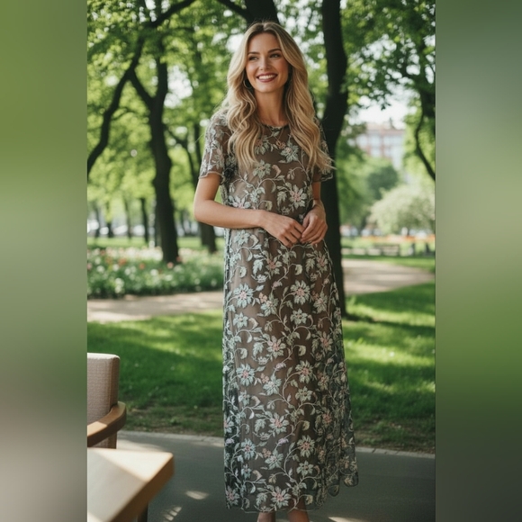 LuLaRoe Dresses & Skirts - LuLaRoe Floral Sheer Maxi Dress - Pink And Blue Size 2X